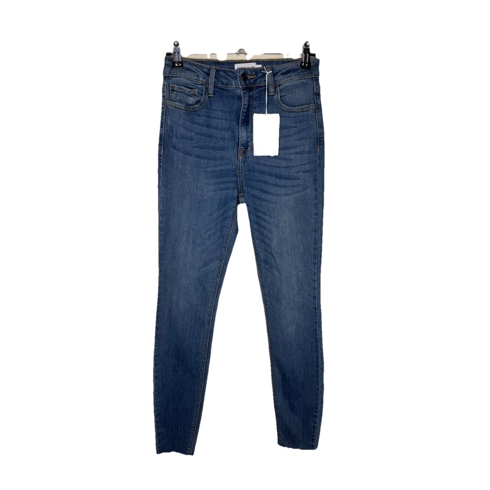 Cello‎ Juniors Size 3 Fringe Hem Skinny Whiskered Denim Blue Jeans